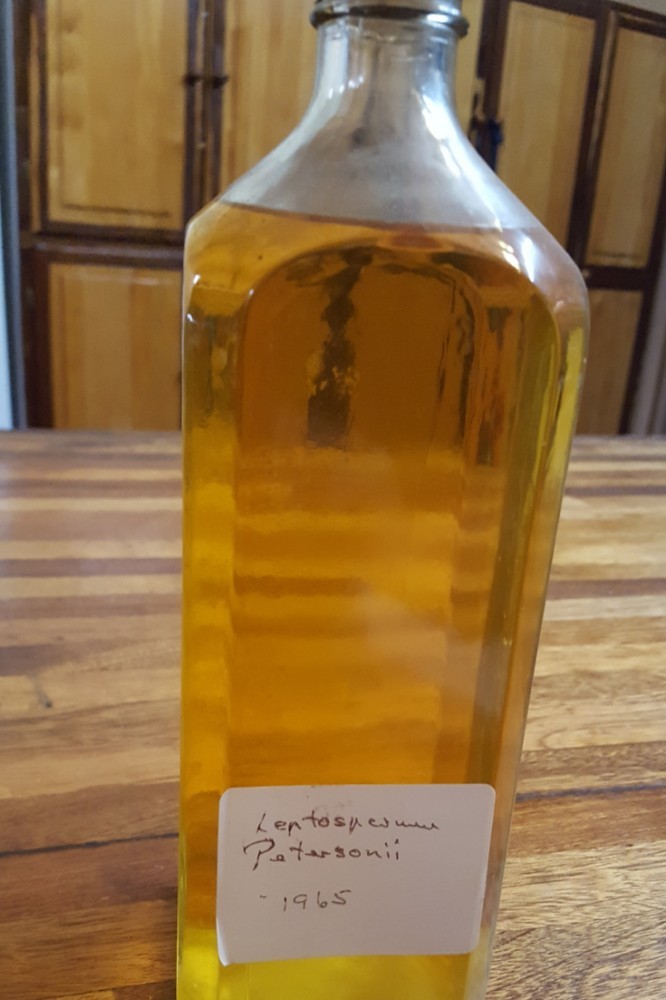 1ST BOTTLE OF LEMON SCENTED OIL DISTILLED BY PIETER'S FATHER IN 1965