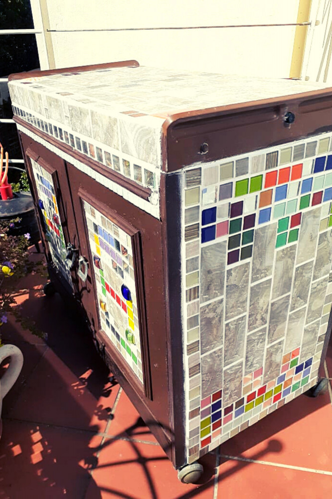 Cupboard Upcycled with Mosaics