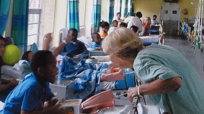 The wonderful Helpers cheering up the many children at Maitland Cottage Hospital, many of whom spent many months there, far away from their home.